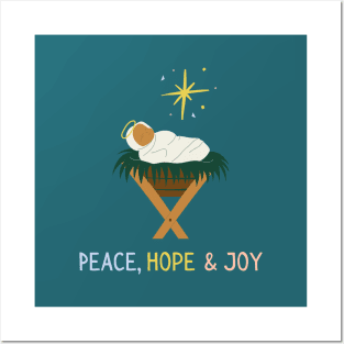 Peace Hope and Joy - Christian Apparel - Christian Christmas Posters and Art